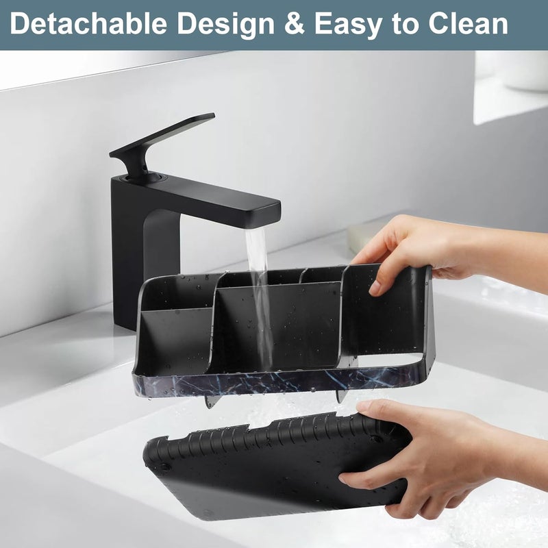 GFWARE Marble Black Toothbrush Holders for Bathrooms - Detachable 7 Slots Bathroom Organizer Countertop Matte Black Electric Toothbrush and Toothpaste Holder for Bathroom Counter Vanity Sink Storage - Image 3